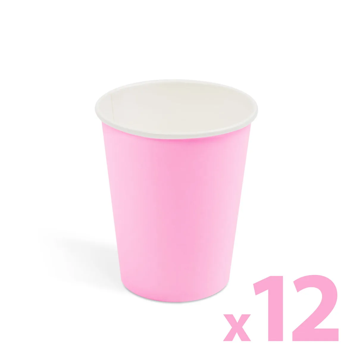 Pahare carton roz 250 ml, set 12 buc, pahare de unica folosinta pentru petreceri