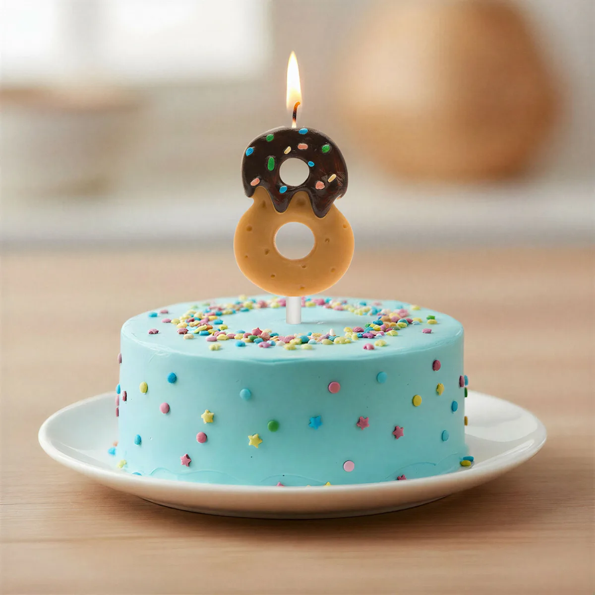 Lumanare tort cifra 8, decor aniversar, 12 cm