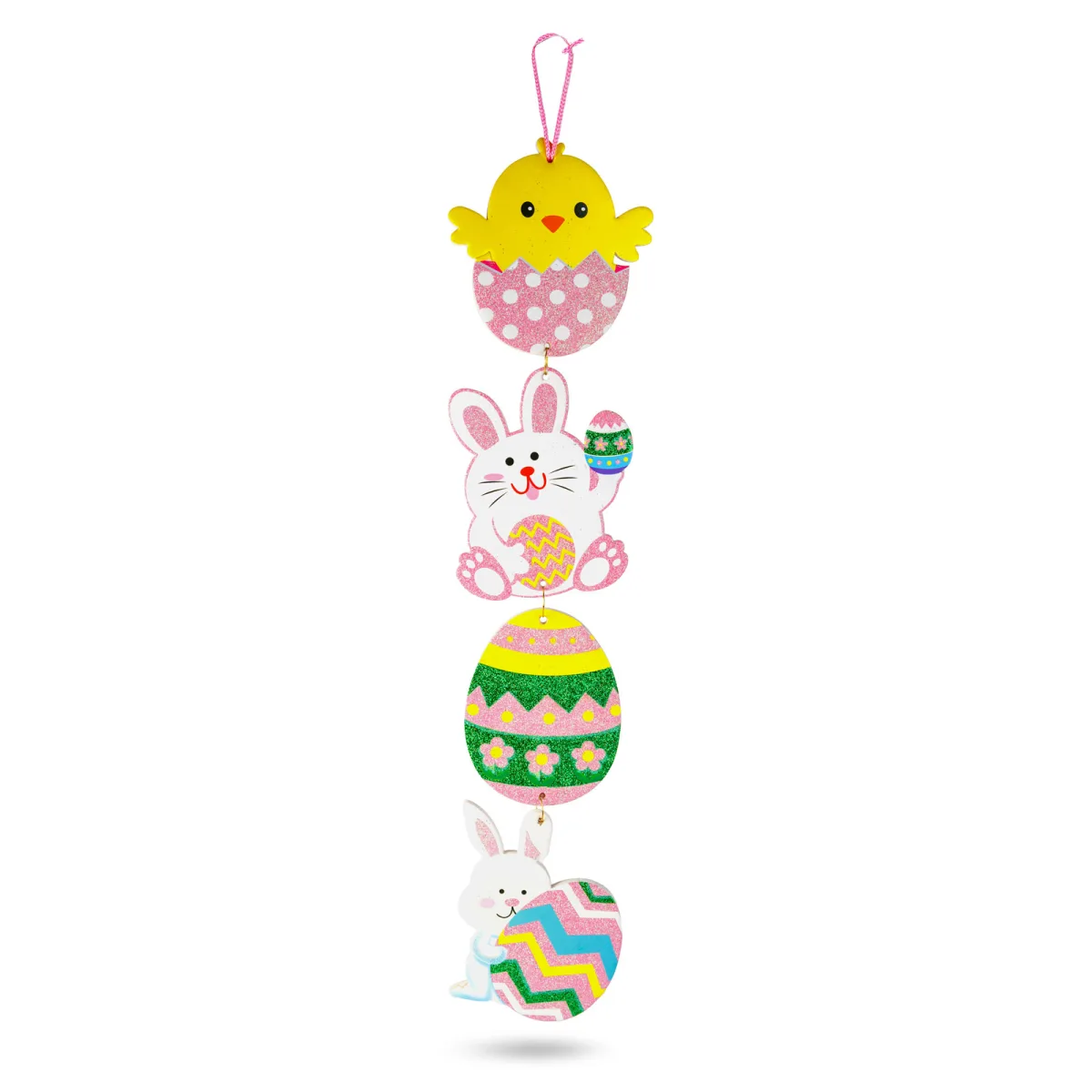 Decorațiune de Paște pentru agățat - spumă glitter - 60 cm - set 4 piese - imagine 2