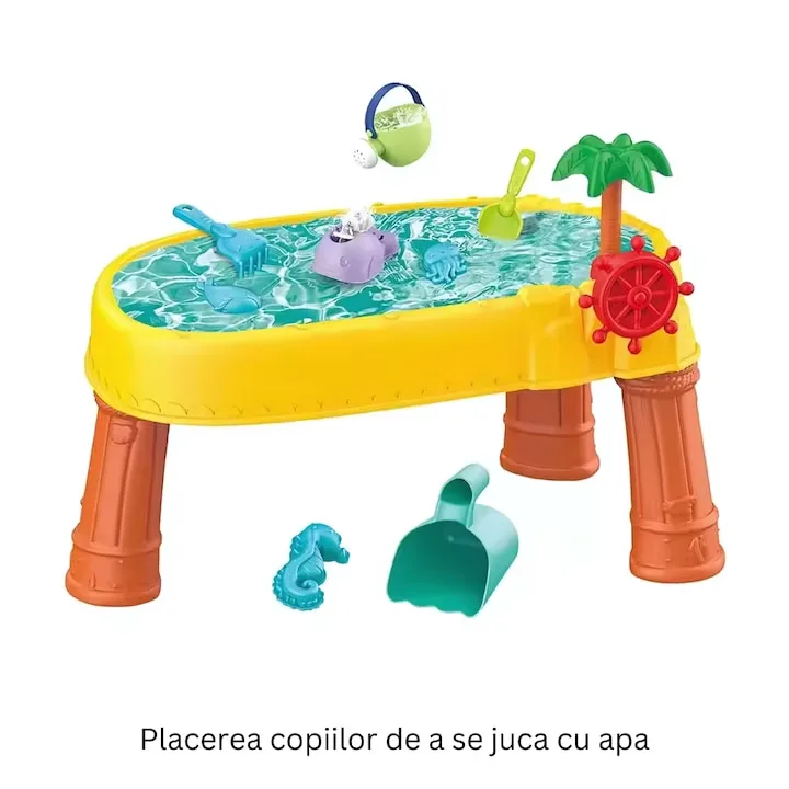 Masa de apa 2 in 1 Macvi® pentru copii, cu 8 accesorii interactive, multicolor, recomandata 3 ani+ - imagine 5