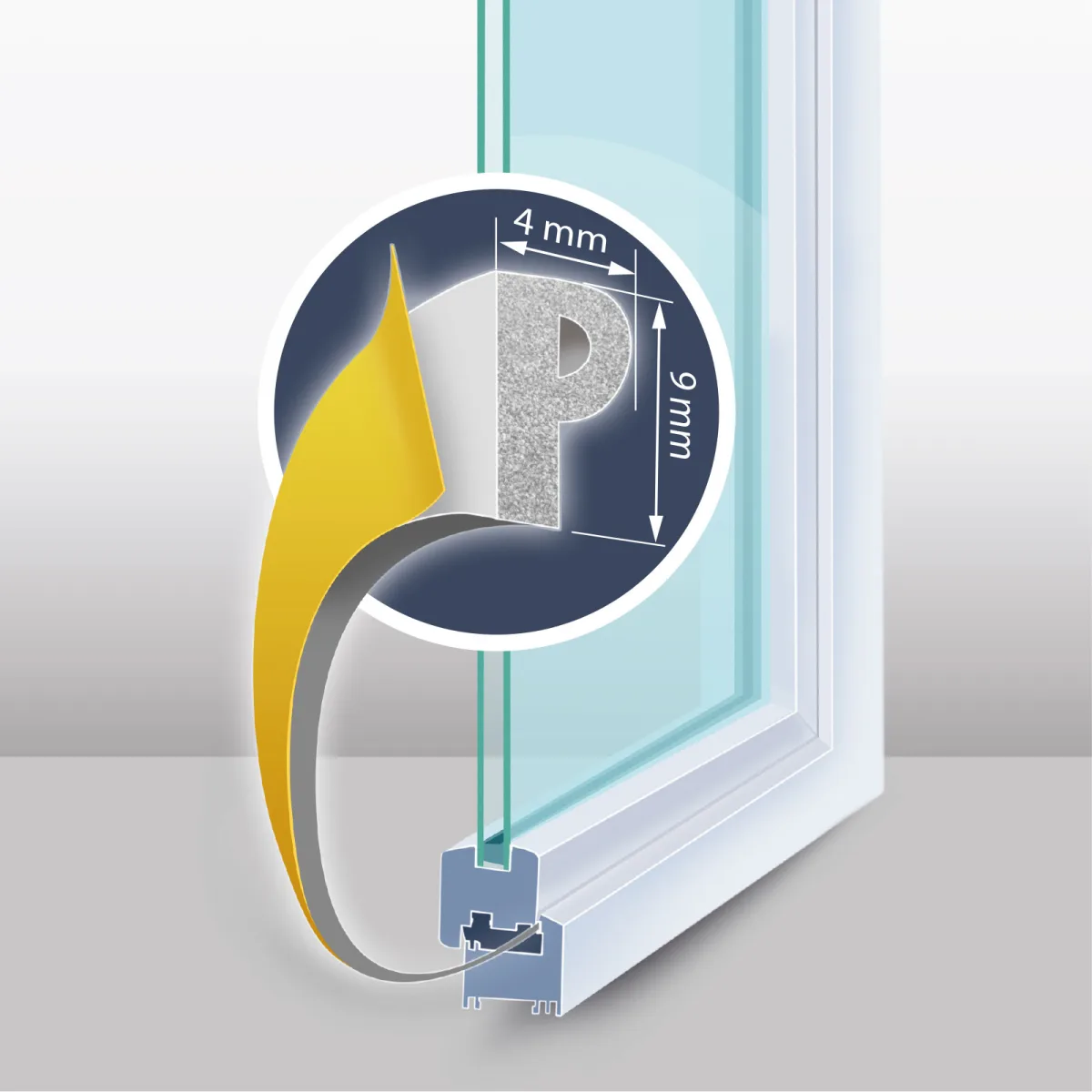Banda autoadeziva etansare EPDM 100 m, profil P, 9 mm, alba, pentru usi si ferestre - imagine 3
