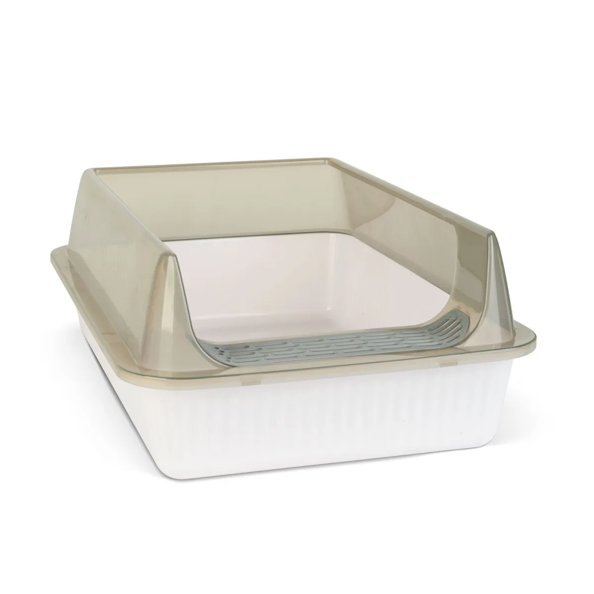 Litiera pentru pisici cu margine inalta si baza antiderapanta, plastic, 51 x 35 x 10 cm