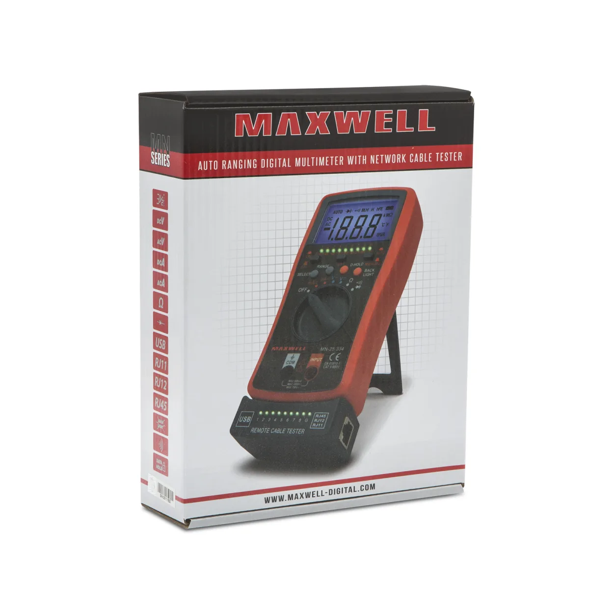 Multimetru digital auto range 2 in 1, tester cabluri RJ45 RJ11 USB, 600V, test diode, continuitate - imagine 6