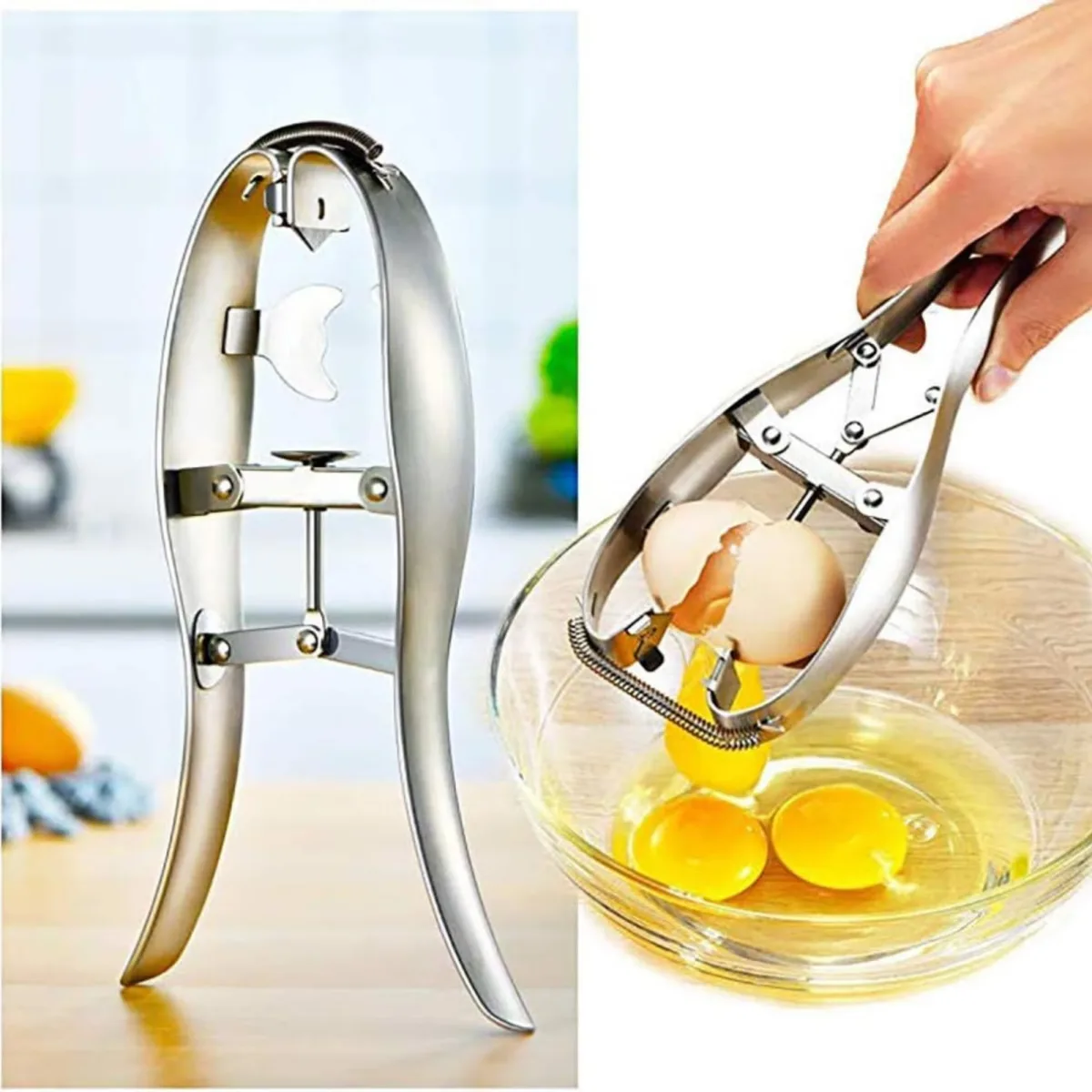 Deschizator de Oua din Otel Inoxidabil Macvi®, Taiere Rapida si Curata pentru Oua Crude sau Fierte, Usor de Folosit si Igienic, Design Elegant si Durabil - imagine 3