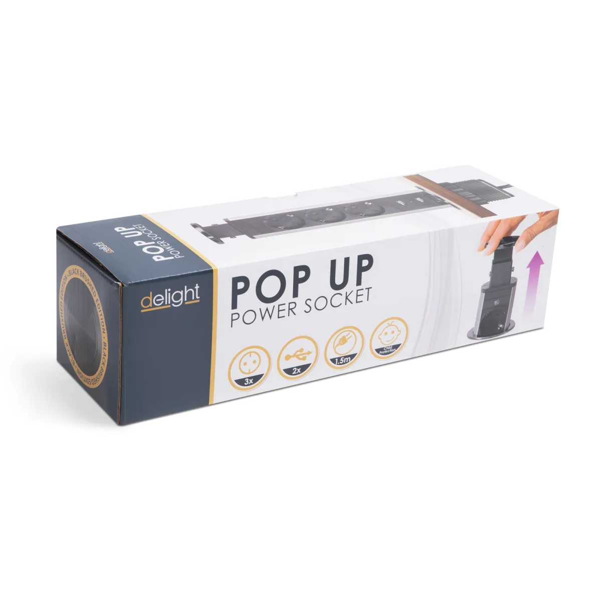 Priza incastrabila birou, 3 prize, 2 USB, 3500W, negru, pop up, 250V - imagine 5