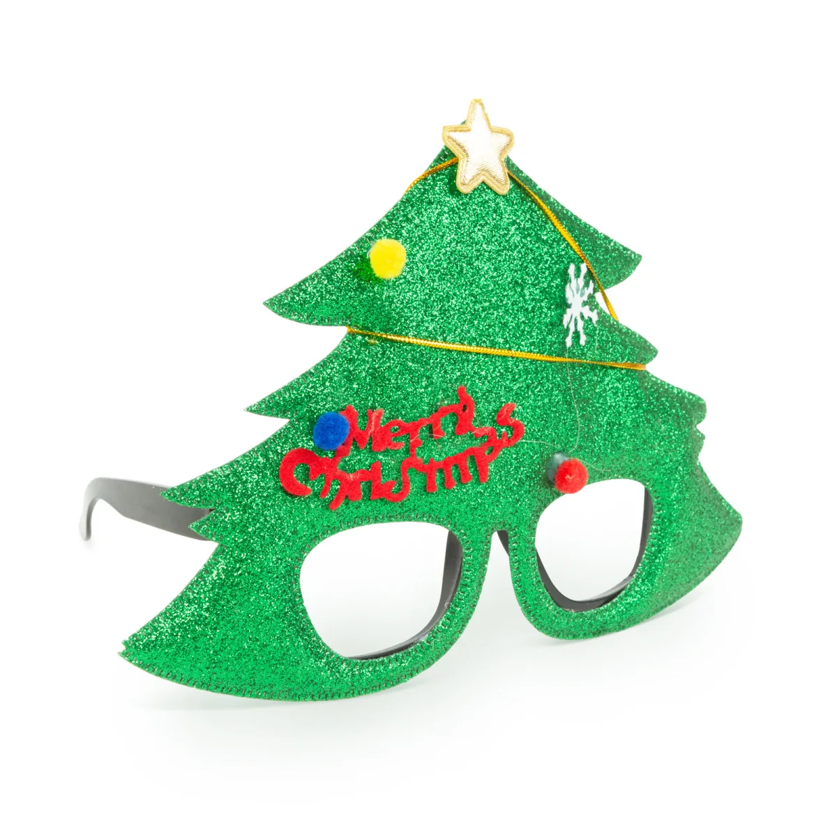 Ochelari Party Craciun cu model brad si Merry Christmas, plastic, 20x15 cm