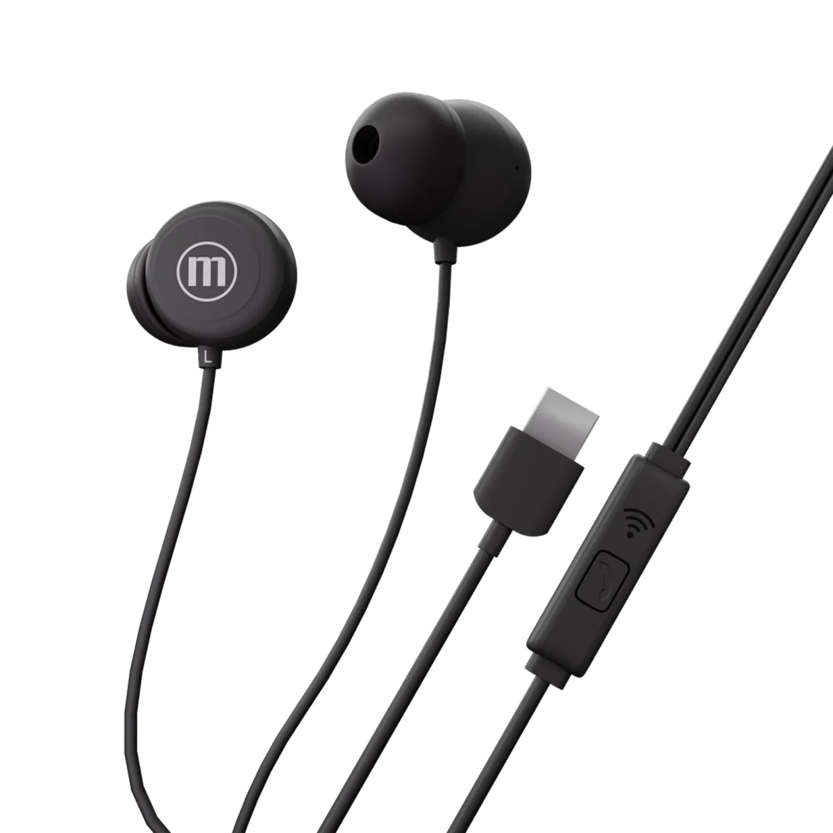 Casti cu fir USB C Maxell INBAX, casti in ear cu microfon, casti telefon Type C