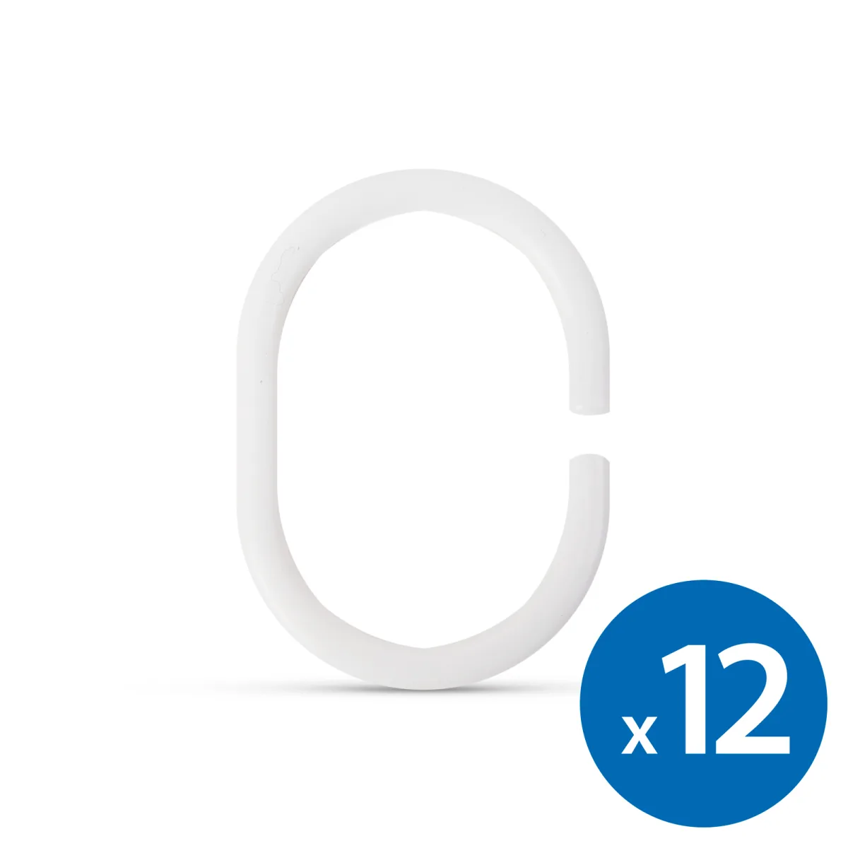 Inele perdea dus ovale, 5 cm, set 12 bucati, suport plastic