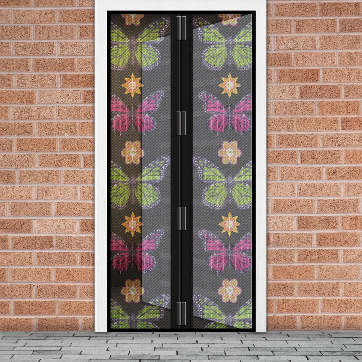 Cortina magnetica anti tantari pentru usa, 100x210 cm, plasa insecte, model fluture floral, rezistenta UV