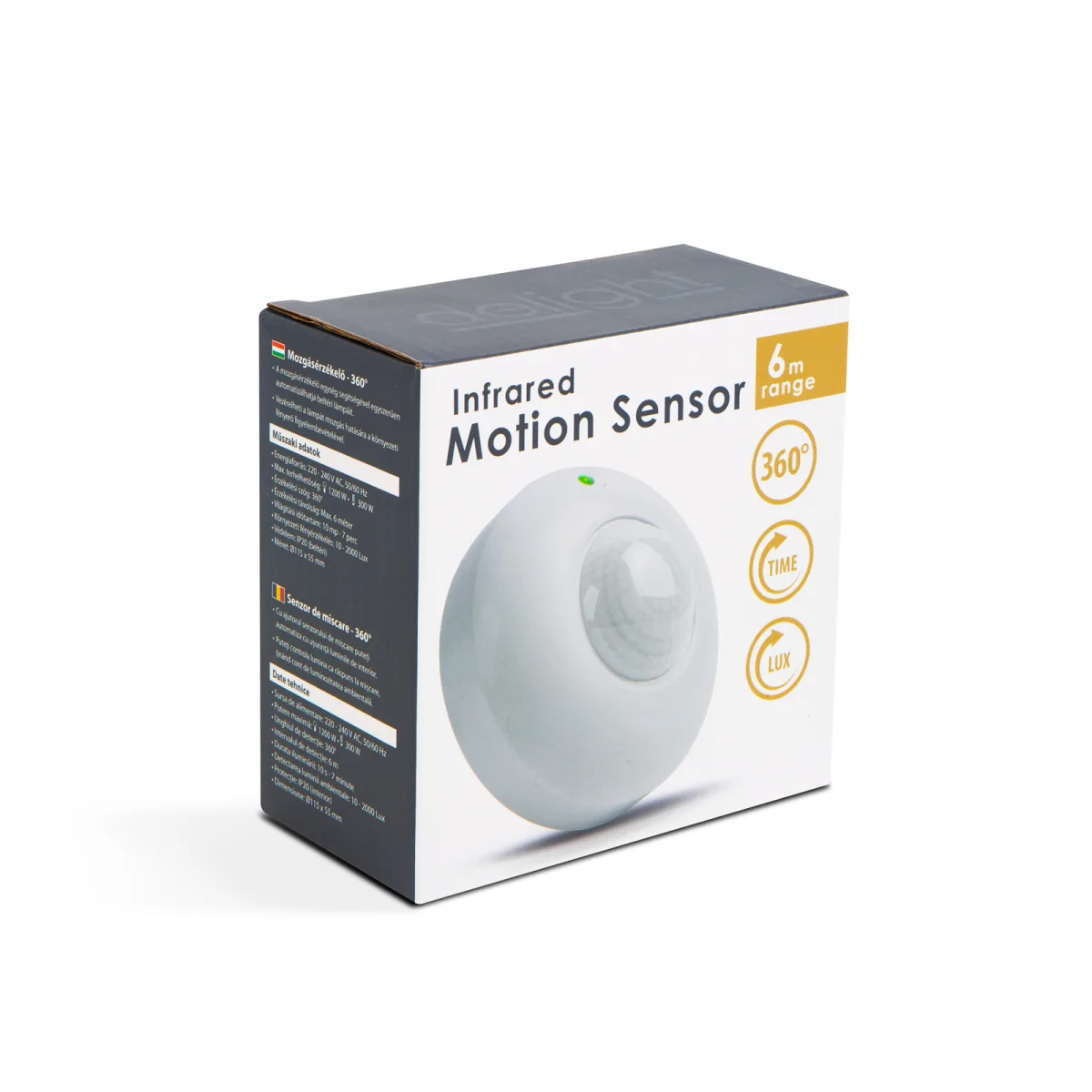 Senzor miscare 360 grade, 6 m, 1200W, montaj tavan perete, reglabil, interior IP20 - imagine 3