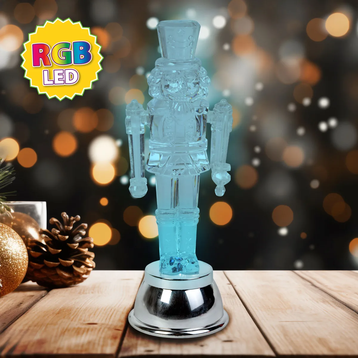 Decoratiune Craciun, soldatel LED RGB, 15x5x5 cm, figurina luminoasa cu schimbare culori - imagine 2