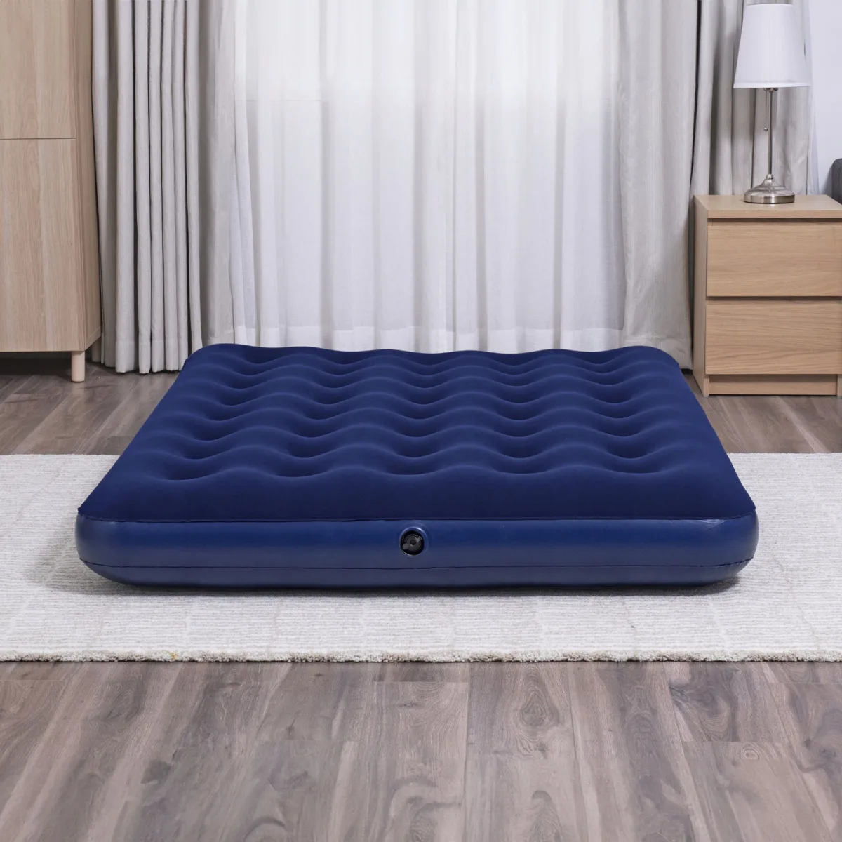 Saltea gonflabila single, velur, albastru, 191x137x22 cm, utilizare interioara si exterioara - imagine 4