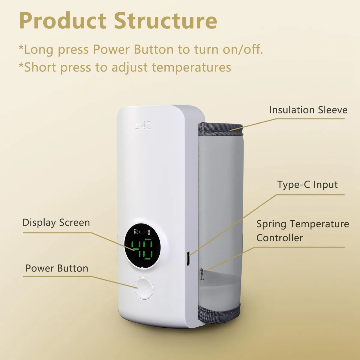 Incalzitor portabil pentru biberoane MACVI, 6 niveluri temperatura, mentinere caldura pana la 5 ore, alimentare USB, 300 ml - imagine 5