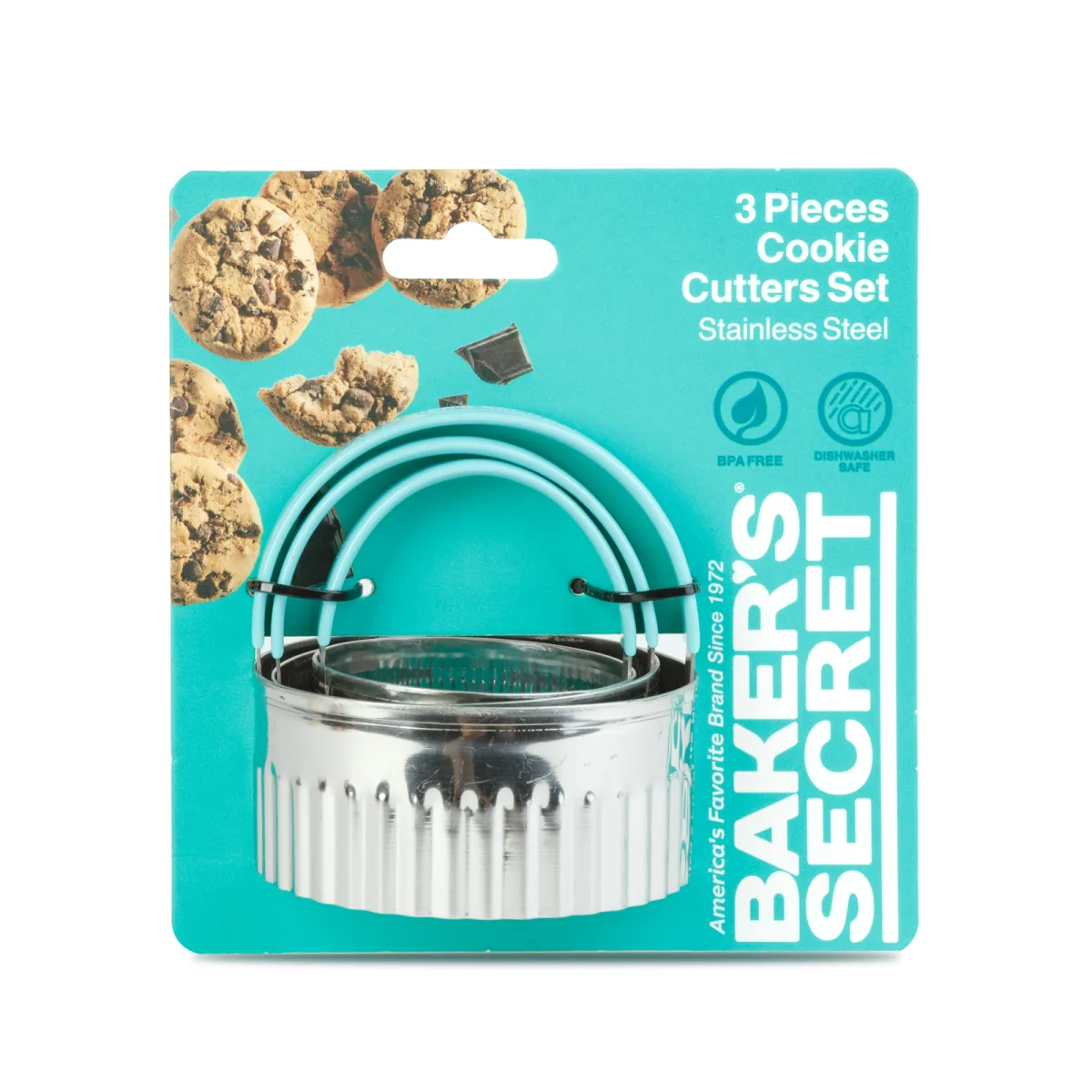 Set forme biscuiti Baker's Secret inox 3 piese, decupatoare pentru fursecuri prajituri si fondant - imagine 3
