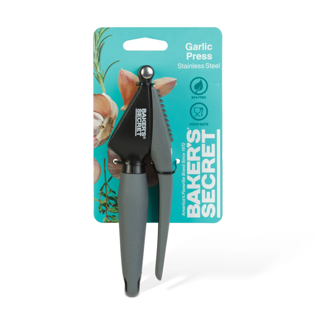 Presa usturoi Baker's Secret inox 18.5 cm, zdrobitor usturoi manual ergonomic pentru maruntire rapida - imagine 3