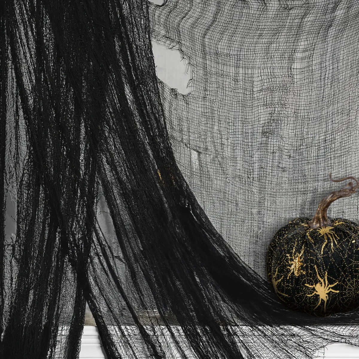 Perdea Halloween neagra, textil 180x75 cm, decor interior si exterior