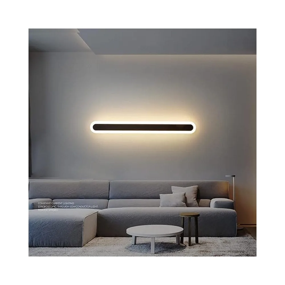Aplica de perete LED Rovo 1356-100, 100CM, 39W, 3 setari de lumina, 3000K 4000K 6000K, Negru - imagine 4