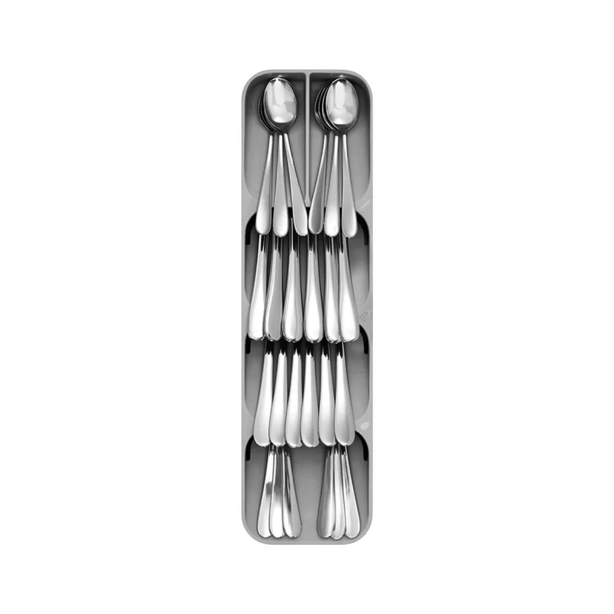 Suport tacamuri pentru sertar 5 compartimente, 40x11x5.5 cm, organizator bucatarie, plastic, gri - imagine 2
