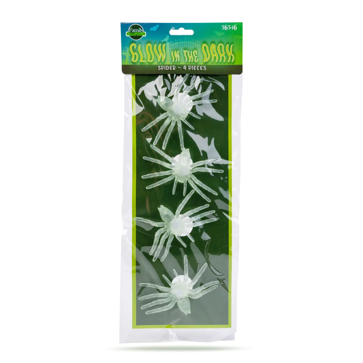 Decor Halloween fosforescent, paianjeni 8x5 cm, 4 buc, ventuza, plastic verde - imagine 3