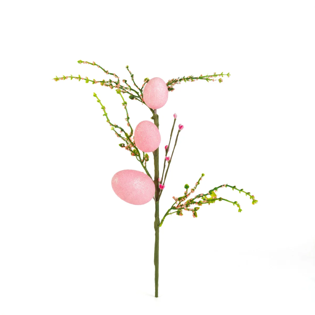 Ramura decorativa Paste cu oua sclipitoare roz, 40x16 cm - imagine 2