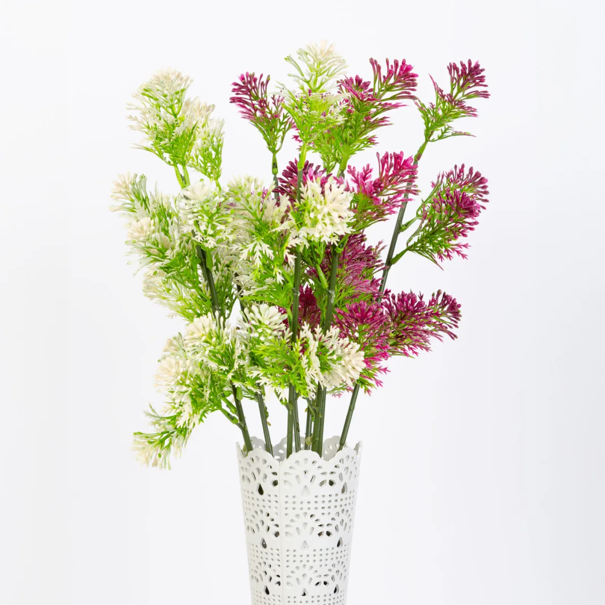 Planta artificiala decorativa 46 cm alba, pentru ghiveci sau aranjamente, decor casa birou