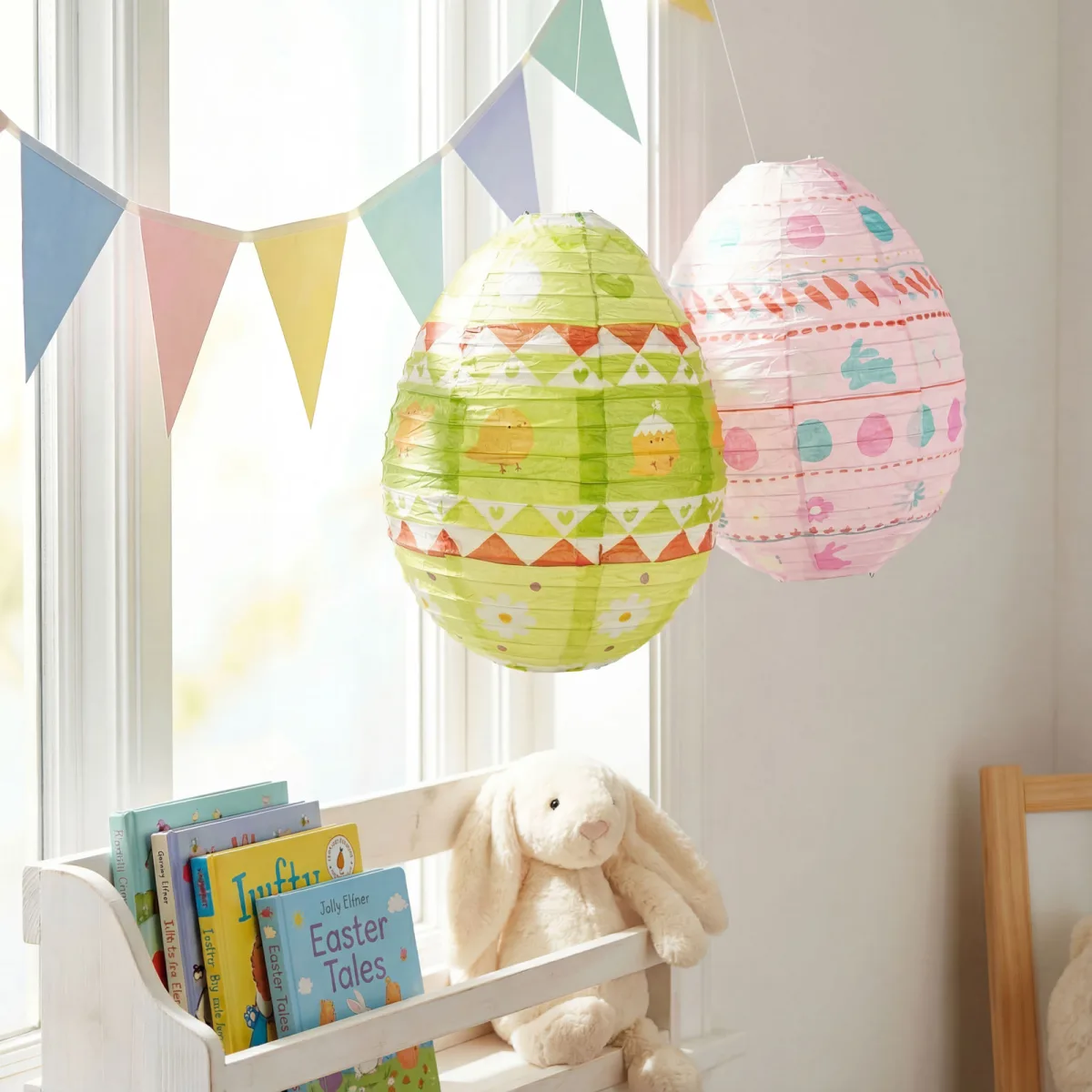 Decor de Paște - lampă de hârtie - ou - verde, roz - Ø30 cm