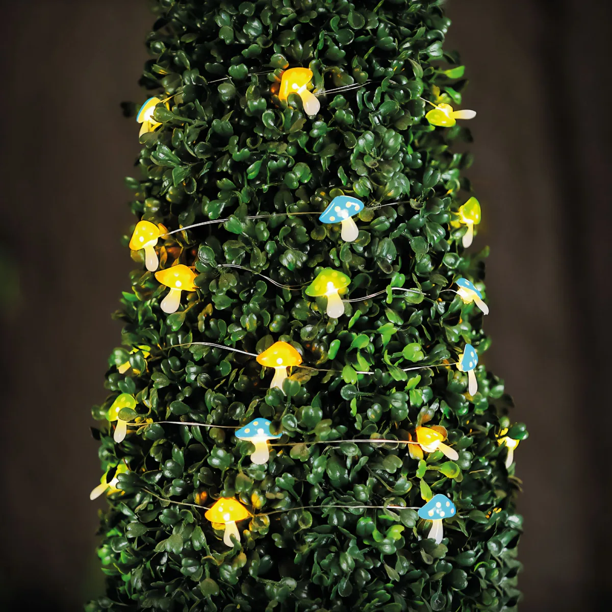 Instalatie solara LED ciuperci 2.4 m, 25 LED alb cald, ghirlanda luminoasa gradina exterior IP44