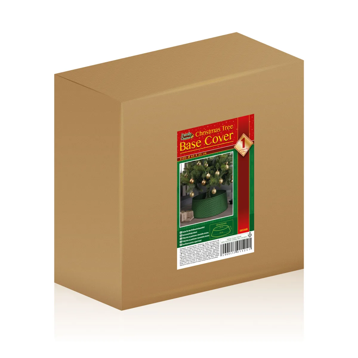 Masca suport brad Craciun verde 65 x 23 cm, acoperire baza brad din plastic tip ratan - imagine 3