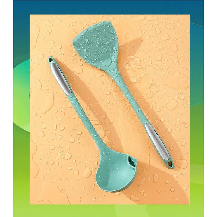 Polonic separator de grasime Macvi, silicon alimentar, rezistent la caldura, albastru - imagine 2