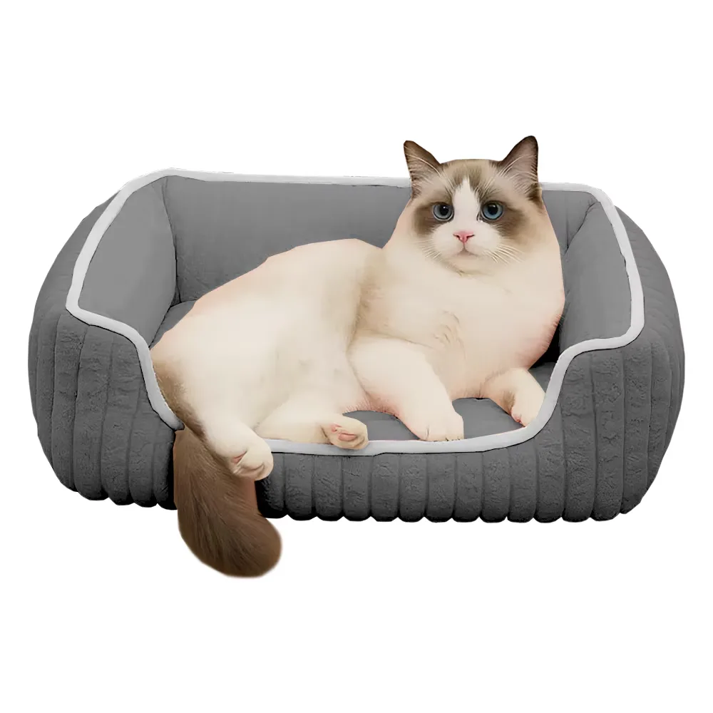 Pat pentru animale Teno, captusit, moale, gri, marimea S