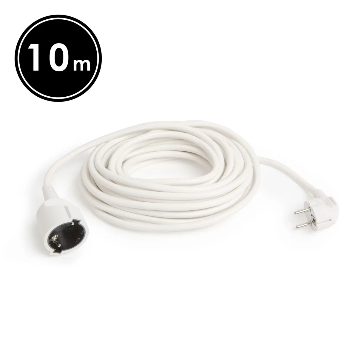 Prelungitor electric 10m alb, 16A 250V, cablu 3x1.5mm, stecher 90 grade, uz interior /exterior