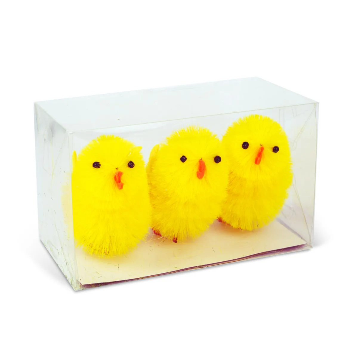 Decoratiune Paste, pui galbeni, set 3 buc, 6,7 x 5 cm, plastic si textile - imagine 3