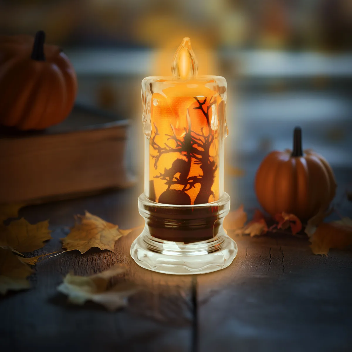 Decor lumânare LED Halloween - liliac - LED portocaliu - 3 x LR1130 - 5 x 5 x 10 cm