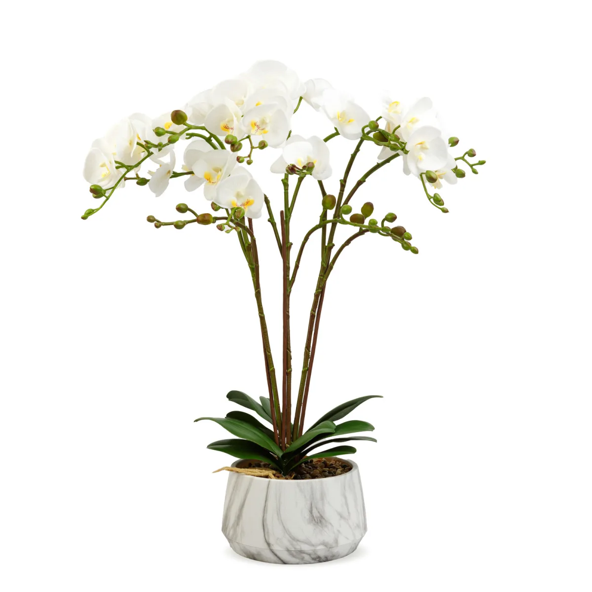 Planta artificiala orhidee alba 58 cm, decor elegant realist, pentru casa birou sau evenimente - imagine 2