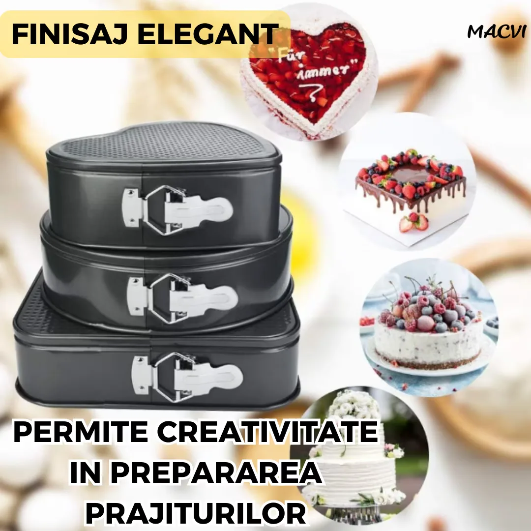 Set 3 Tavi pentru Prajituri Macvi® din metal diverse forme negre - imagine 5