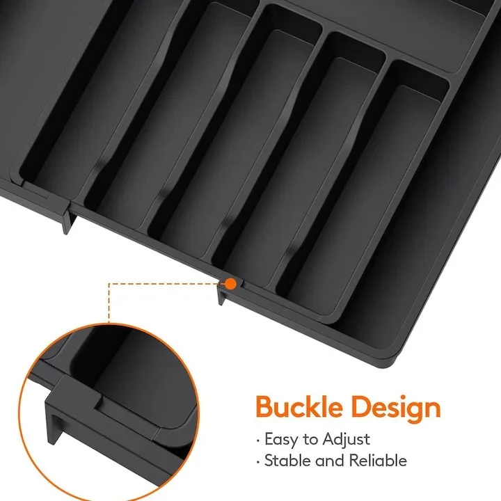 Organizator tacamuri sertar extensibil Macvi® 8 compartimente bloc pentru cutite detasabil negru - imagine 3