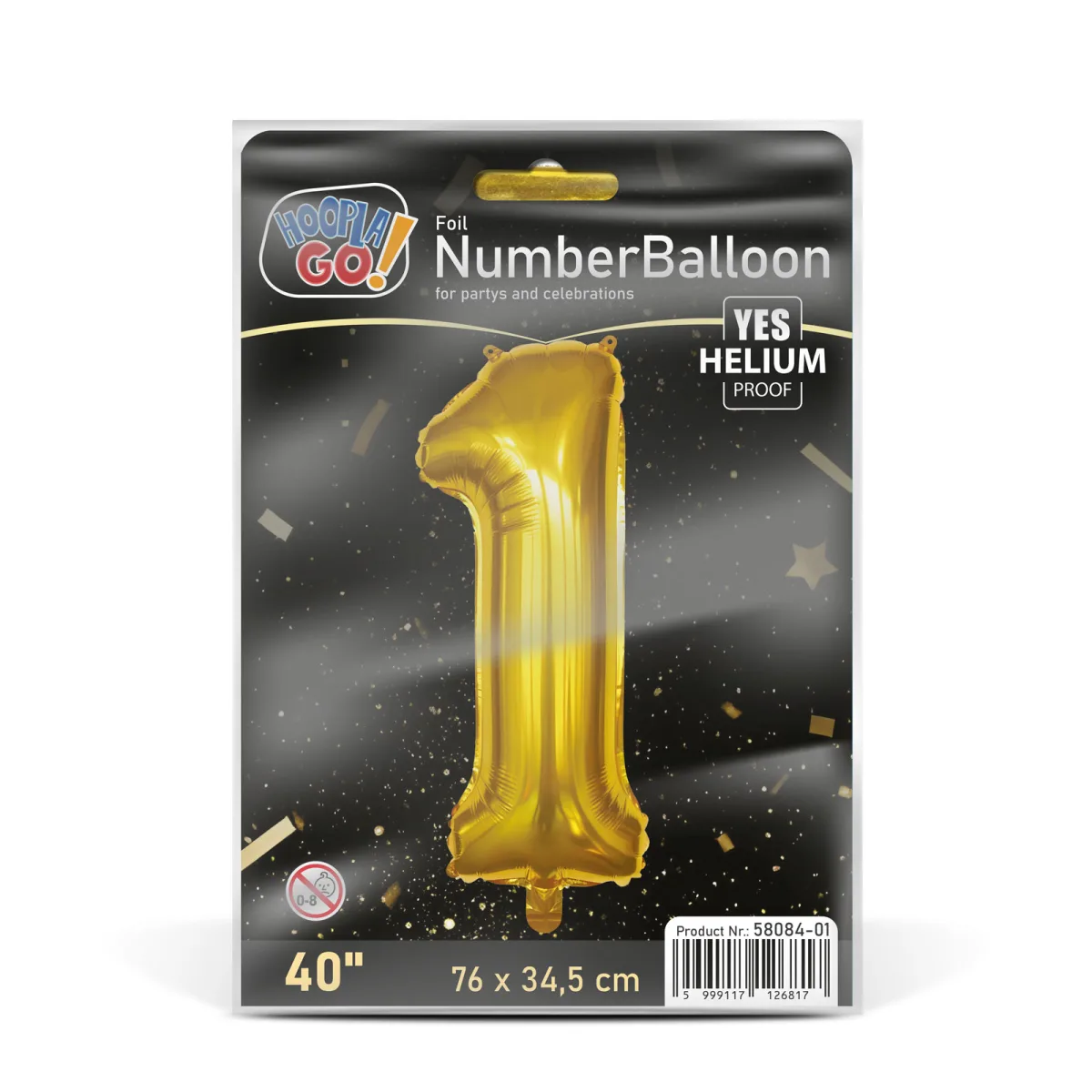 Balon folie cifra 1 auriu, 40 inch, 78 x 50 cm, umflare cu aer sau heliu - imagine 4