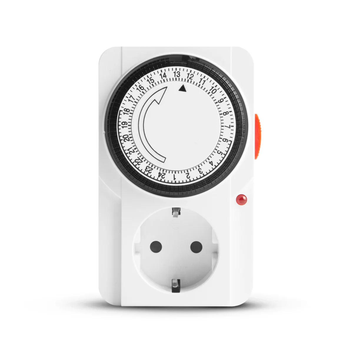 Priza cu temporizator analogic, 24h, 16A, 3680W, programare 15 min, LED, alb
