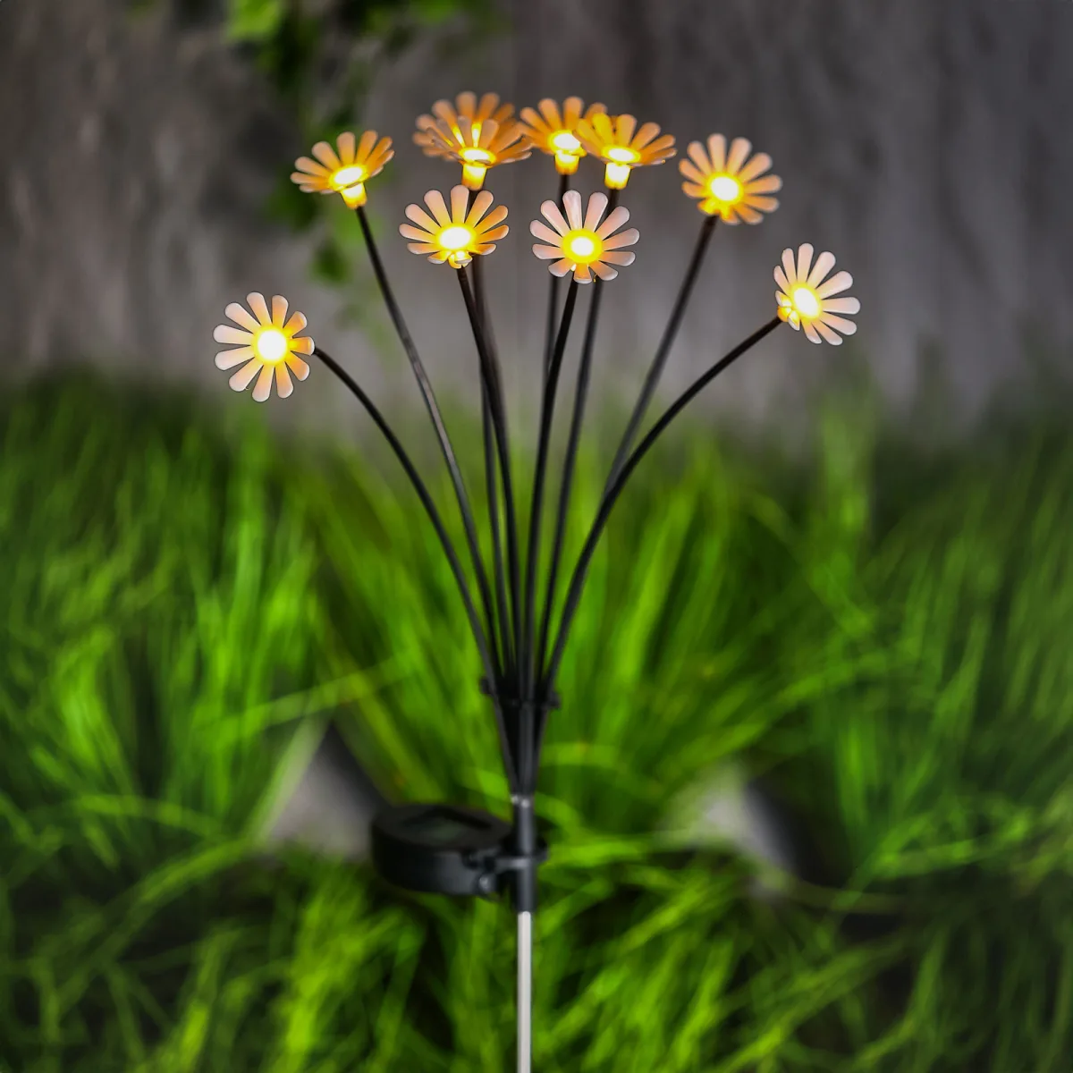Lampa solara gradina margareta 10 LED alb cald 80 cm decor exterior IP44