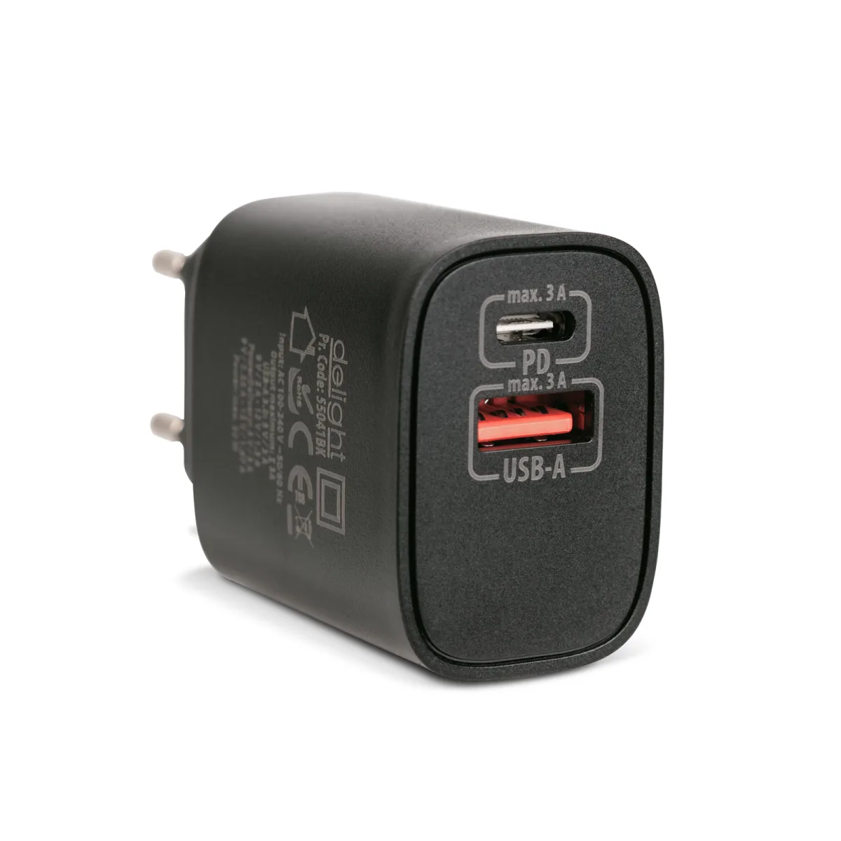 Incarcator priza USB si USB C PD 20W adaptor fast charge universal Quick Charge negru