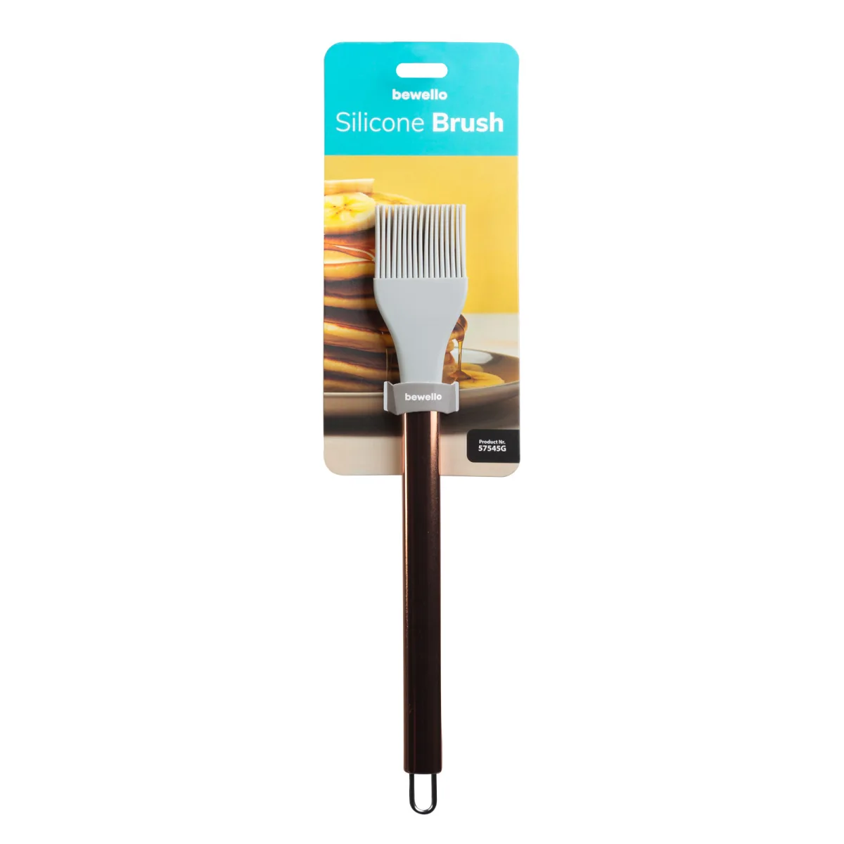 Perie silicon bucatarie 28 cm, maner inox, pentru uns si gatit, rezistenta la caldura, gri
