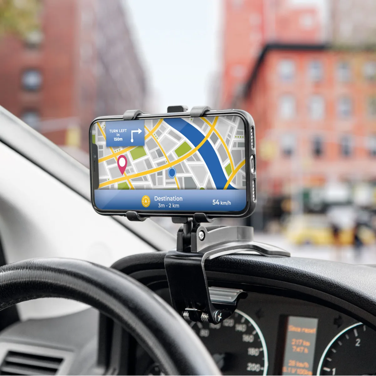 Suport telefon auto bord universal reglabil 4-7 inch prindere puternica rotativ negru