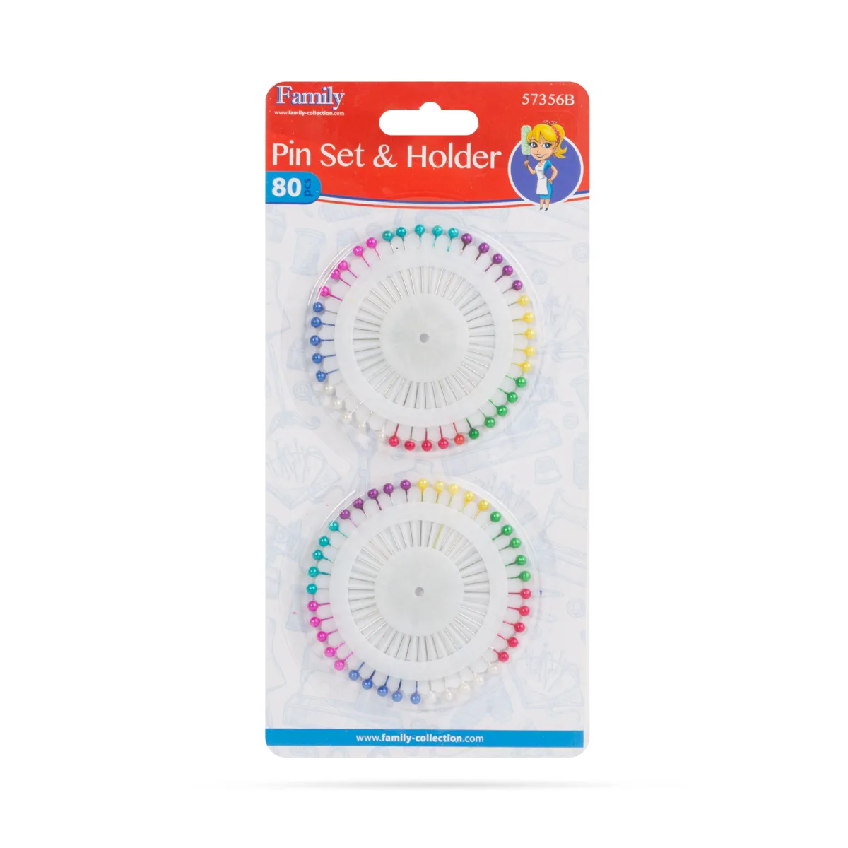 Set 80 ace croitorie cu cap colorat, 33 mm, 8 culori, suport inclus, pentru cusut si croitorie - imagine 2