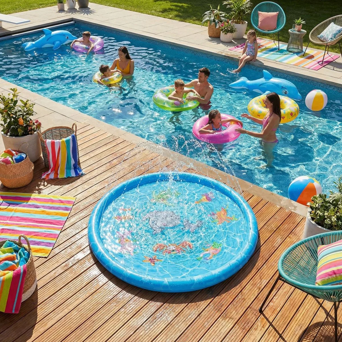 Fantana de apa pentru copii, 170 cm, albastra - imagine 3