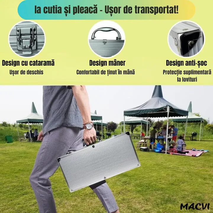 Set 10 ustensile pentru gratar Macvi® din otel inoxidabil premium, geanta transport aluminiu captusita, accesorii pentru un gratar reusit - imagine 5