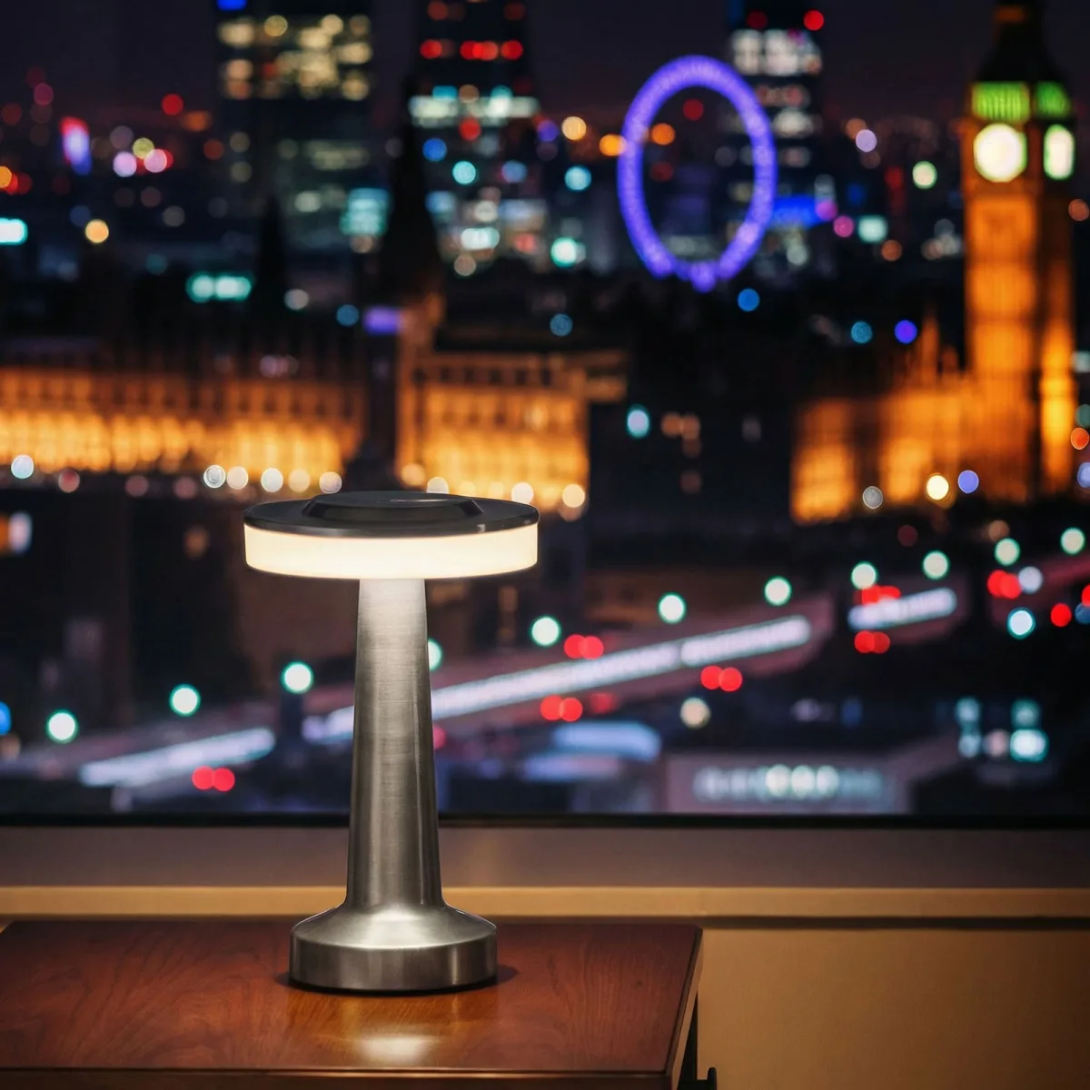 Lampa de masa - argint - caldura reglabila de culoare, luminozitate - baterie USB