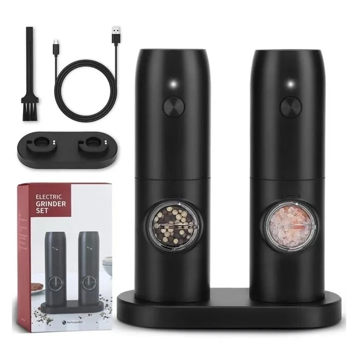 Set 2 rasnite electrice Macvi® reincarcabile pentru sare, piper si condimente, usor de utilizat, pentru bucataria ta - imagine 3