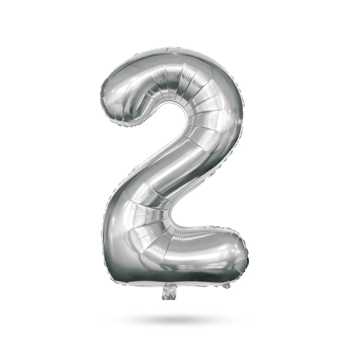Balon folie cifra 2 argintiu, 40 inch, 78 x 50 cm, umflare cu aer sau heliu