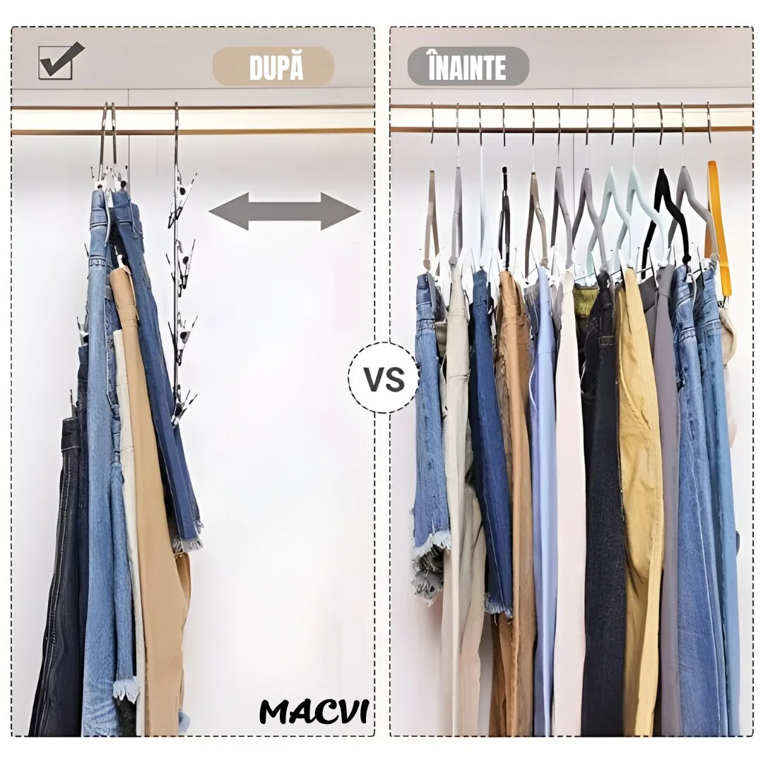 Umeras Macvi® pentru fuste si pantaloni, suport cu 4 niveluri, metal rezistent, economisire spatiu, 37.5x32.5 cm - imagine 5