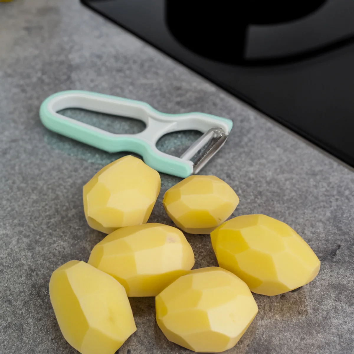 Curatator legume fructe, lama inox 40 mm, 12 cm, maner ergonomic, decojire rapida, gri - imagine 2